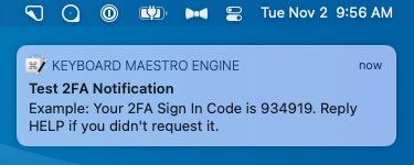 Test macOS Two Factor Authentication (2FA) Notification